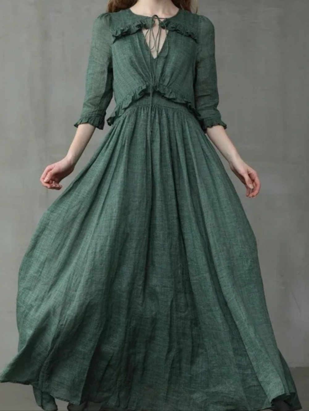 Linennaive 100% Linen Dress Sustainability Cottagecore Romantic Breathable Large